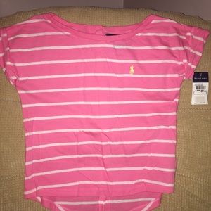 Ralph Lauren Polo stripe button back tee Sz8 Girls